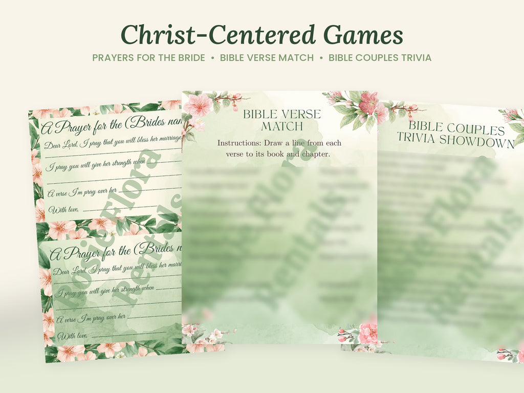 Christian Bridal Shower Bundle | Matcha Made in Heaven | 61-Page Editable Canva Template
