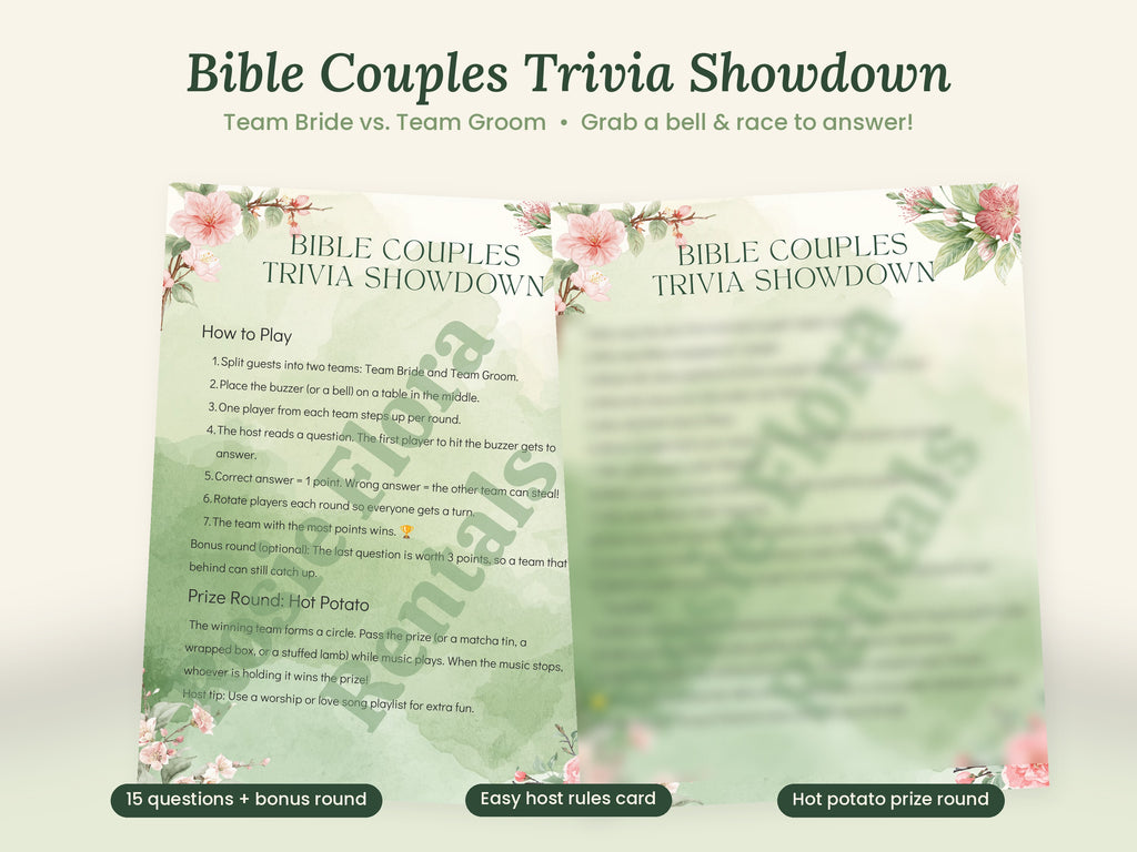 Christian Bridal Shower Bundle | Matcha Made in Heaven | 61-Page Editable Canva Template