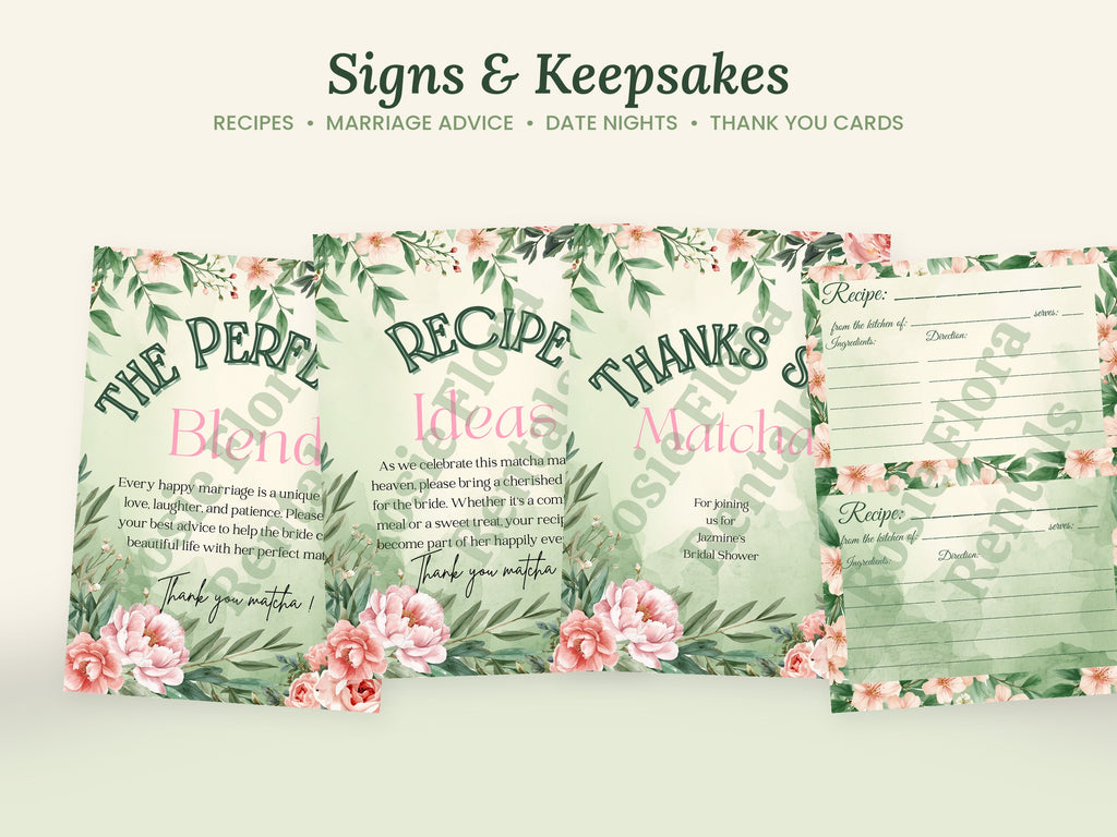 Christian Bridal Shower Bundle | Matcha Made in Heaven | 61-Page Editable Canva Template