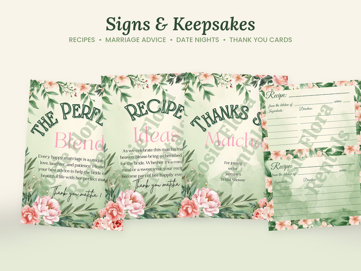 Christian Bridal Shower Bundle | Matcha Made in Heaven | 61-Page Editable Canva Template