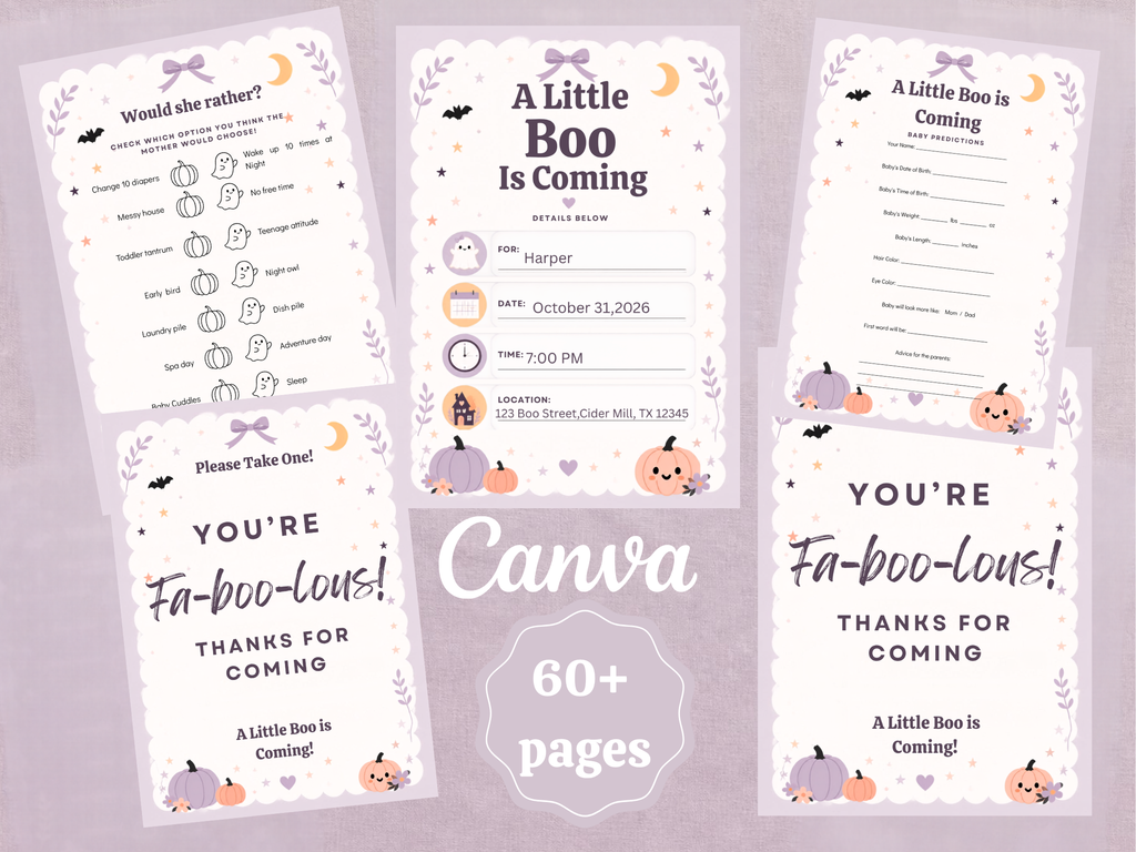 Boo Halloween baby shower printable bundle