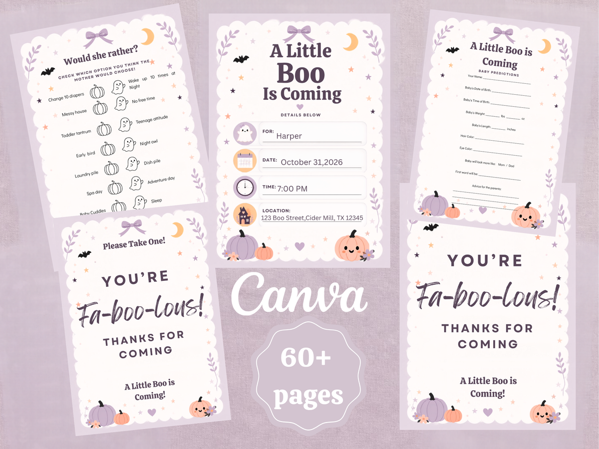 Boo Halloween baby shower printable bundle