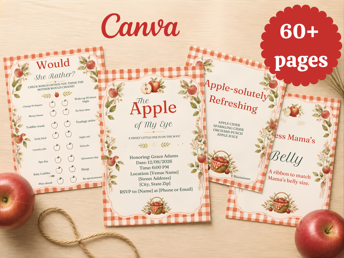 Apple of My Eye baby shower printable bundle