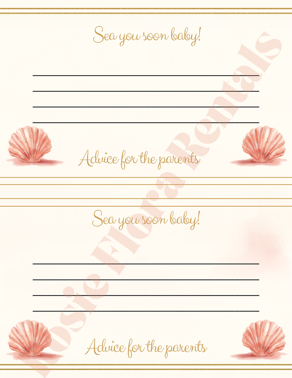 Sea You Soon Baby Shower Template Bundle | Seashell Canva Printable Kit
