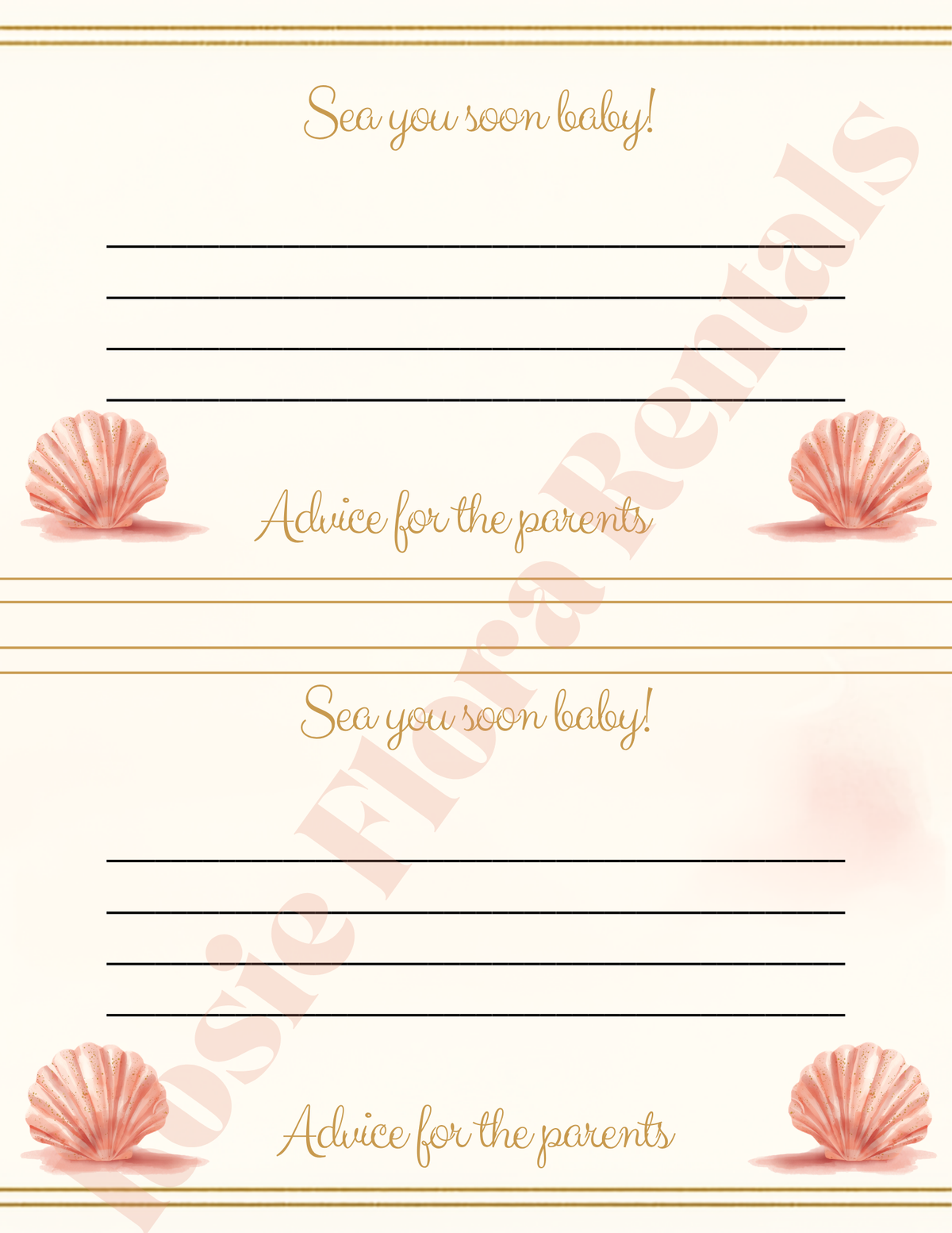 Sea You Soon Baby Shower Template Bundle | Seashell Canva Printable Kit