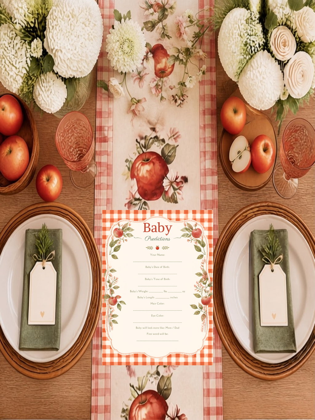 Apple of My Eye Baby Shower Decorations Bundle | Printable Apple Theme Baby Shower Signs & Games