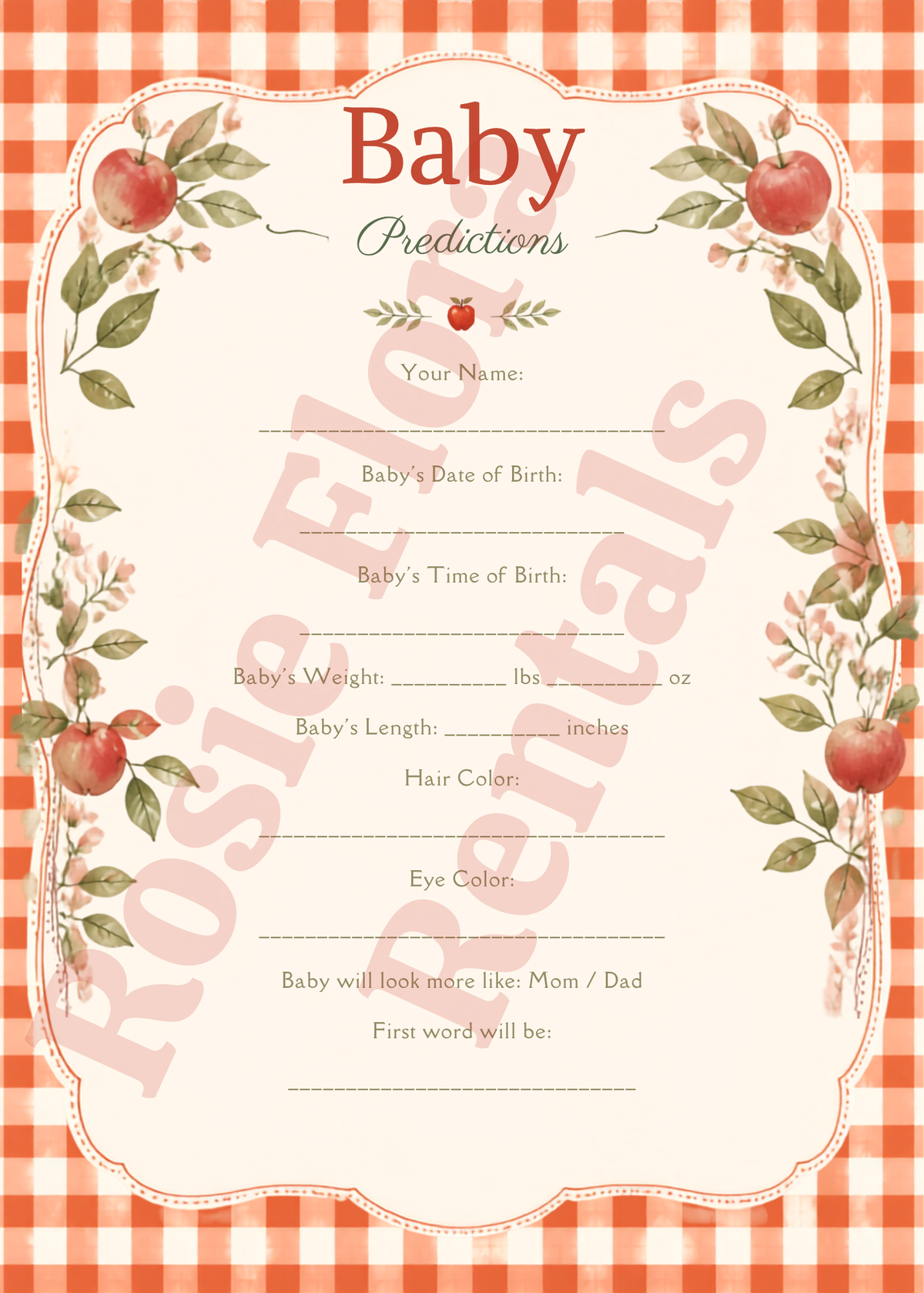 Apple of My Eye Baby Shower Decorations Bundle | Printable Apple Theme Baby Shower Signs & Games