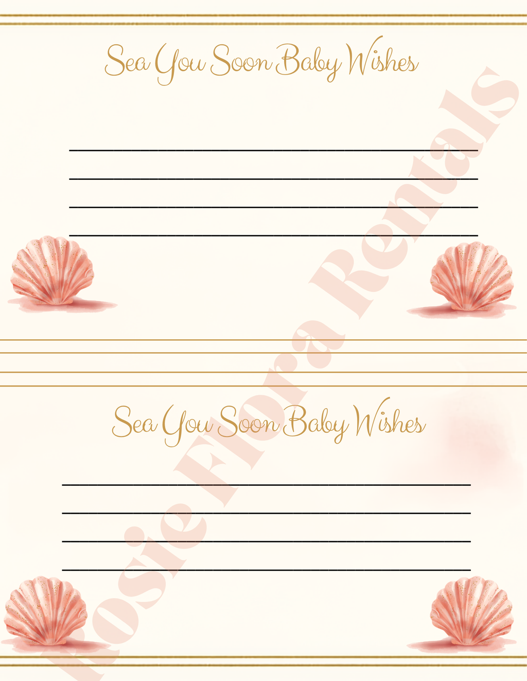 Sea You Soon Baby Shower Template Bundle | Seashell Canva Printable Kit