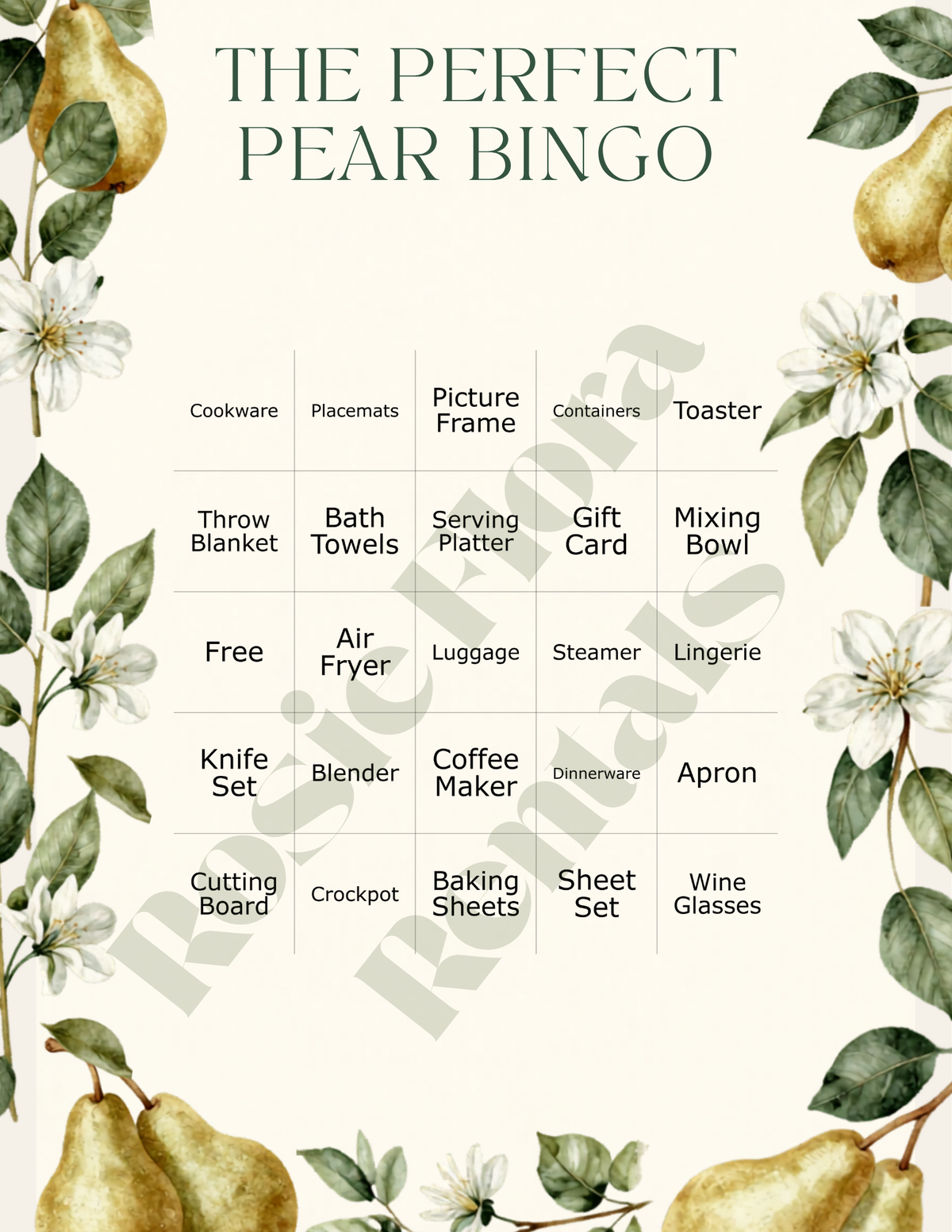The Perfect Pear Bridal Shower Party Kit | Editable Canva Template Bundle