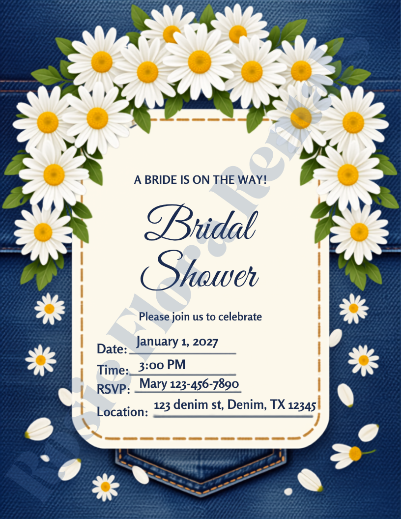 Denim & Daisy Bridal Shower Template Bundle | Editable Canva Printable Kit