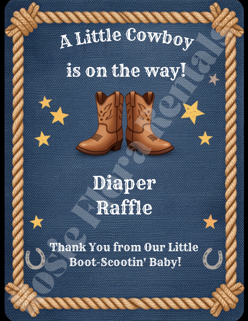 A Little Cowboy Is On The Way Baby Shower Template Bundle | Canva Printable Kit