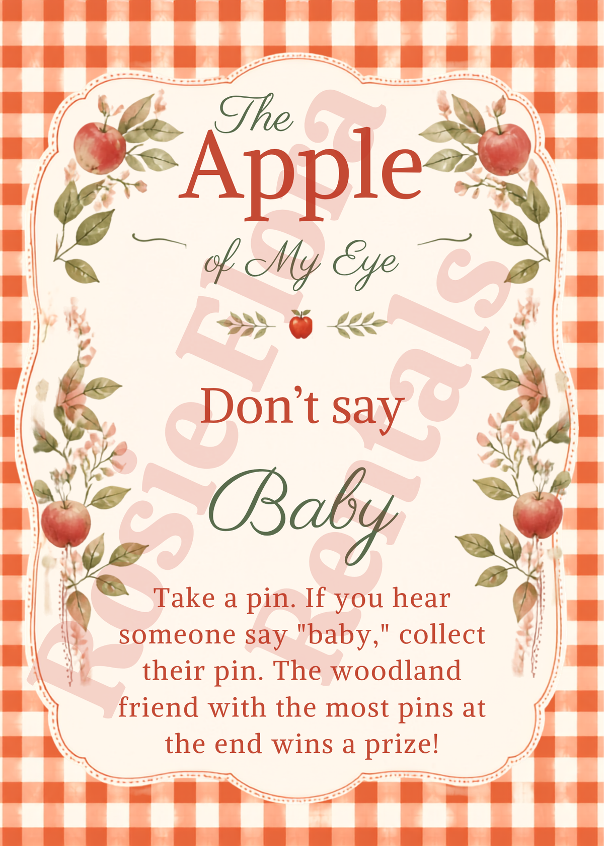 Apple of My Eye Baby Shower Decorations Bundle | Printable Apple Theme Baby Shower Signs & Games