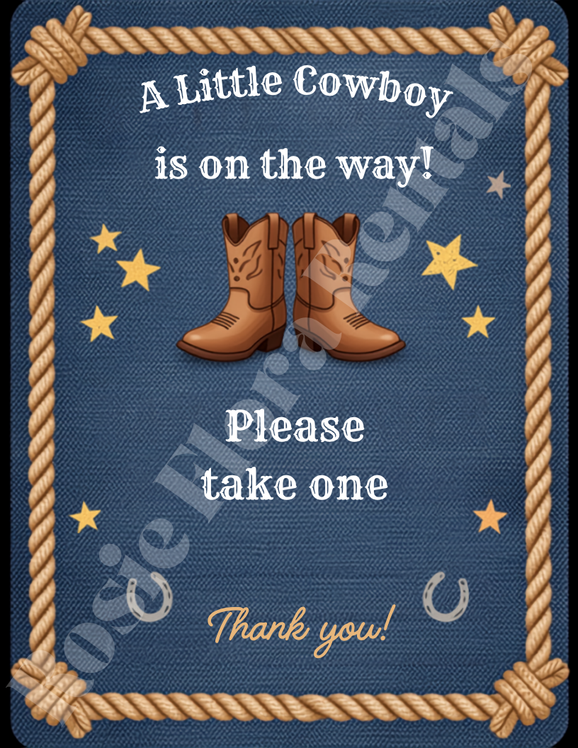 A Little Cowboy Is On The Way Baby Shower Template Bundle | Canva Printable Kit