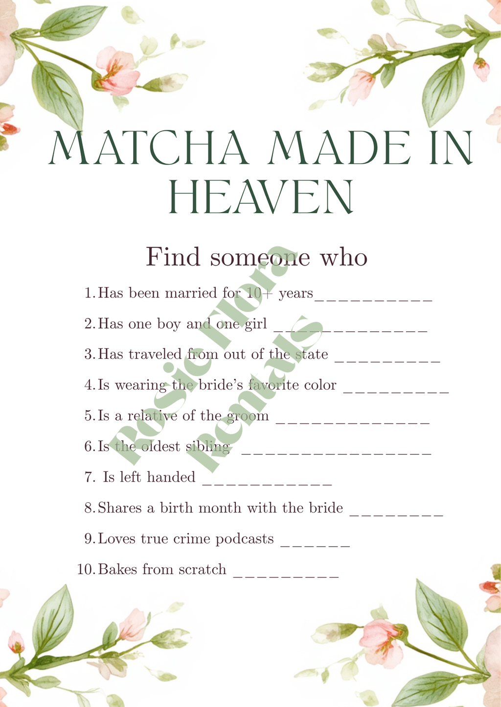 Matcha Made in Heaven Bridal Shower Template Bundle | Editable Canva Printable Kit