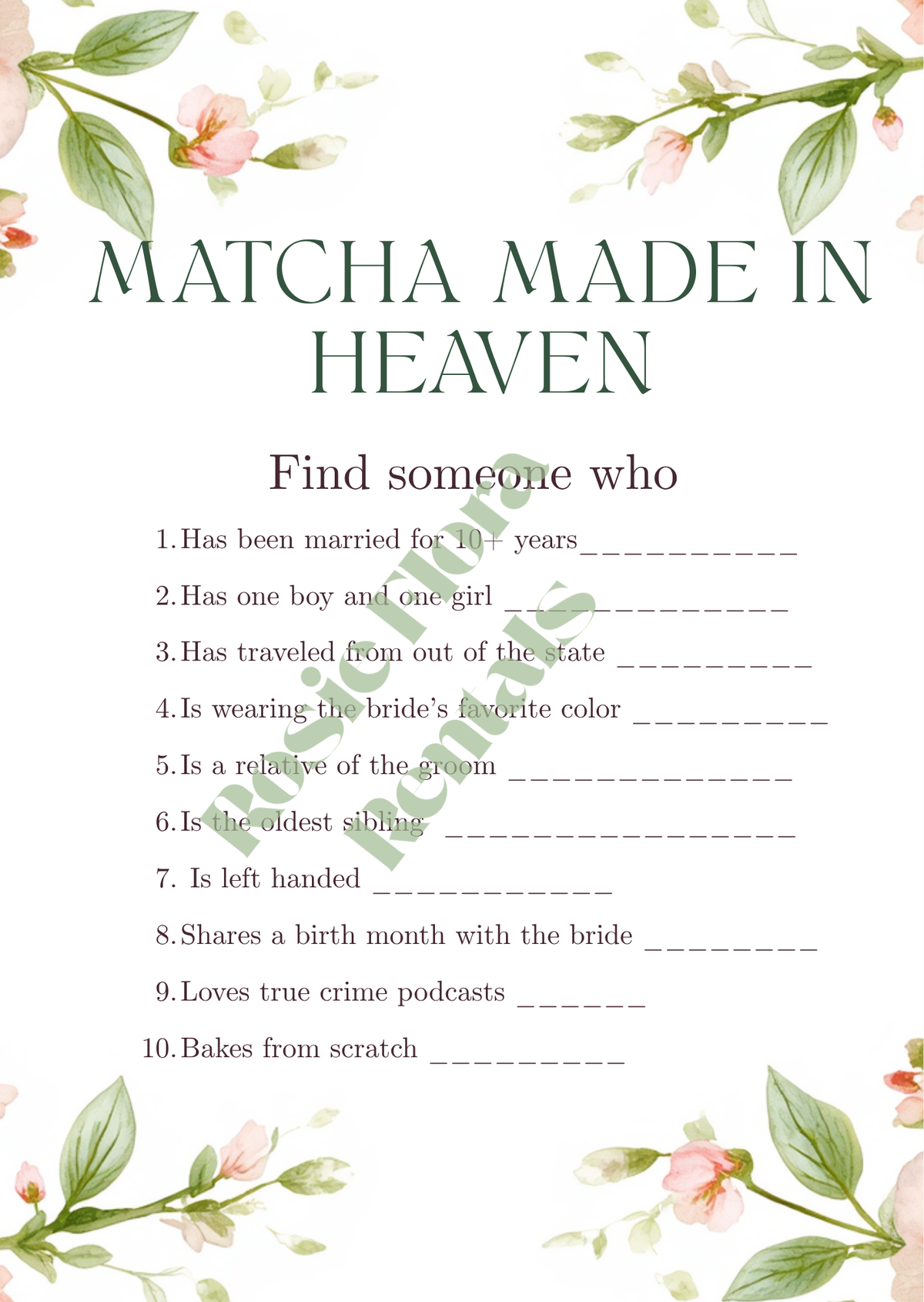Matcha Made in Heaven Bridal Shower Template Bundle | Editable Canva Printable Kit