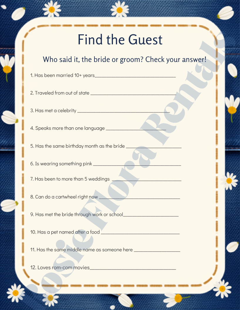 Denim & Daisy Bridal Shower Template Bundle | Editable Canva Printable Kit