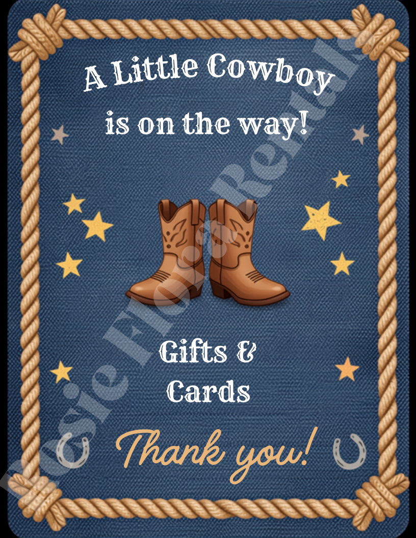 A Little Cowboy Is On The Way Baby Shower Template Bundle | Canva Printable Kit