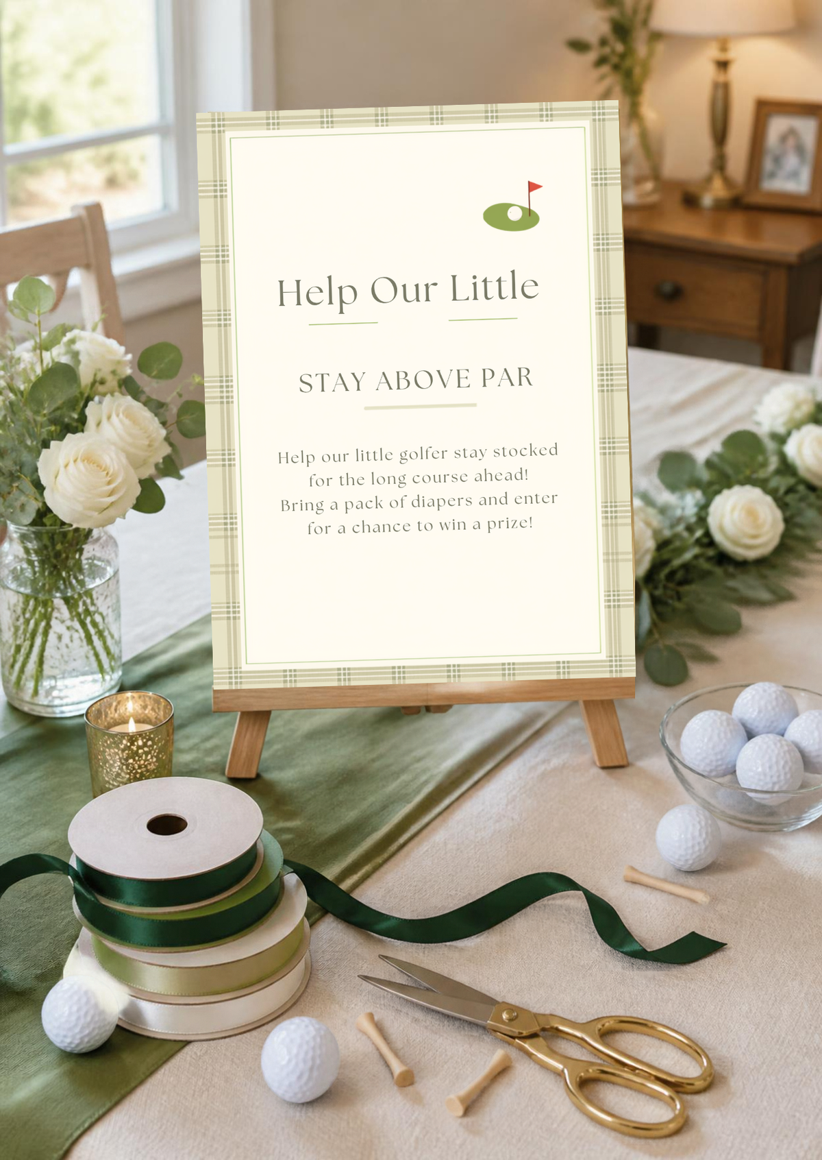Golf Baby Shower Bundle Printable | Hole in One Baby Shower Games, Signs, Invitation & Decorations