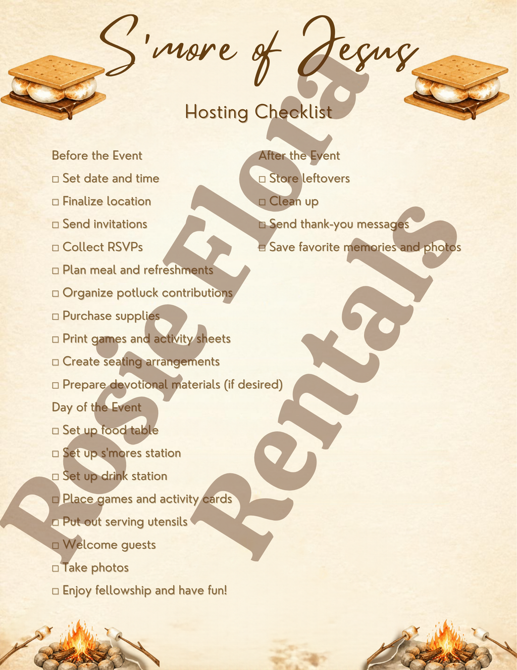 S'more Jesus Fall Fellowship Party Bundle | Christian Campfire Printables | Editable Canva Template