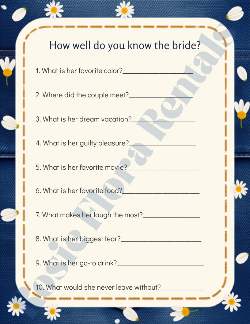 Denim & Daisy Bridal Shower Template Bundle | Editable Canva Printable Kit