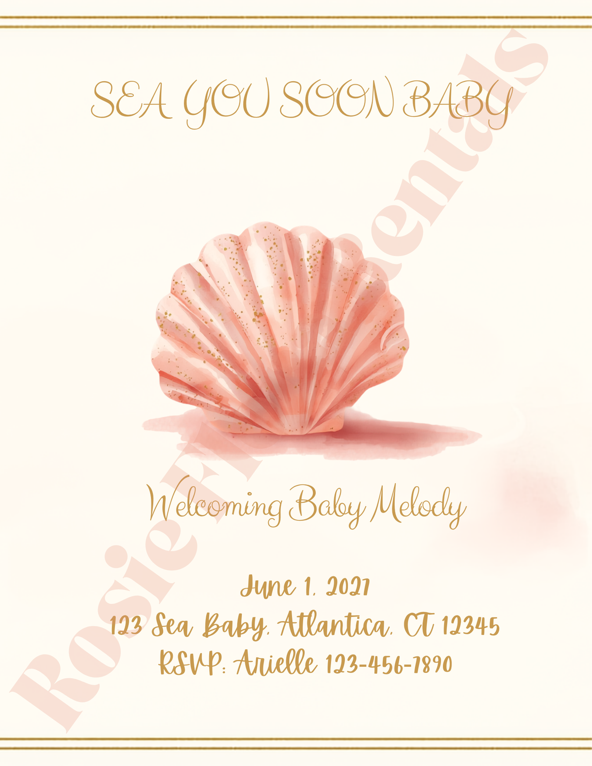 Sea You Soon Baby Shower Template Bundle | Seashell Canva Printable Kit