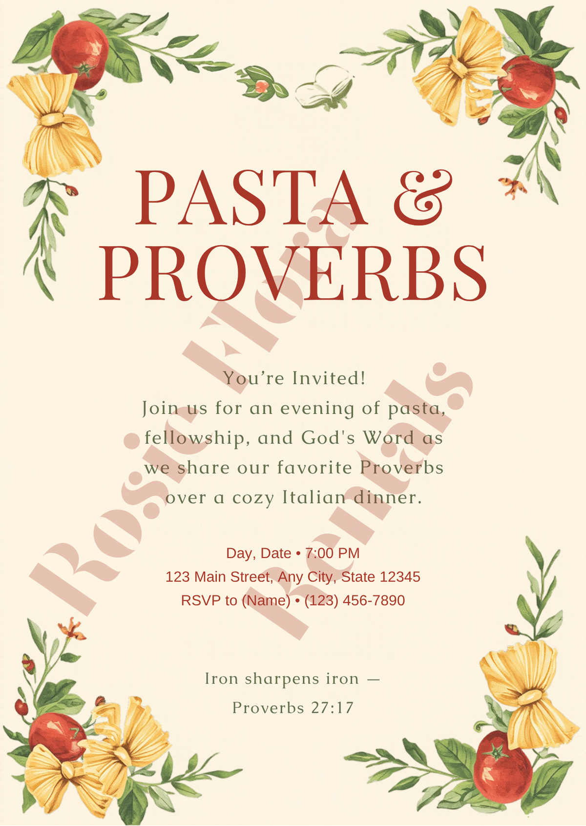 Pasta & Proverbs Ladies Night Bundle | Women's Ministry Games & Invitation | Editable Canva Template