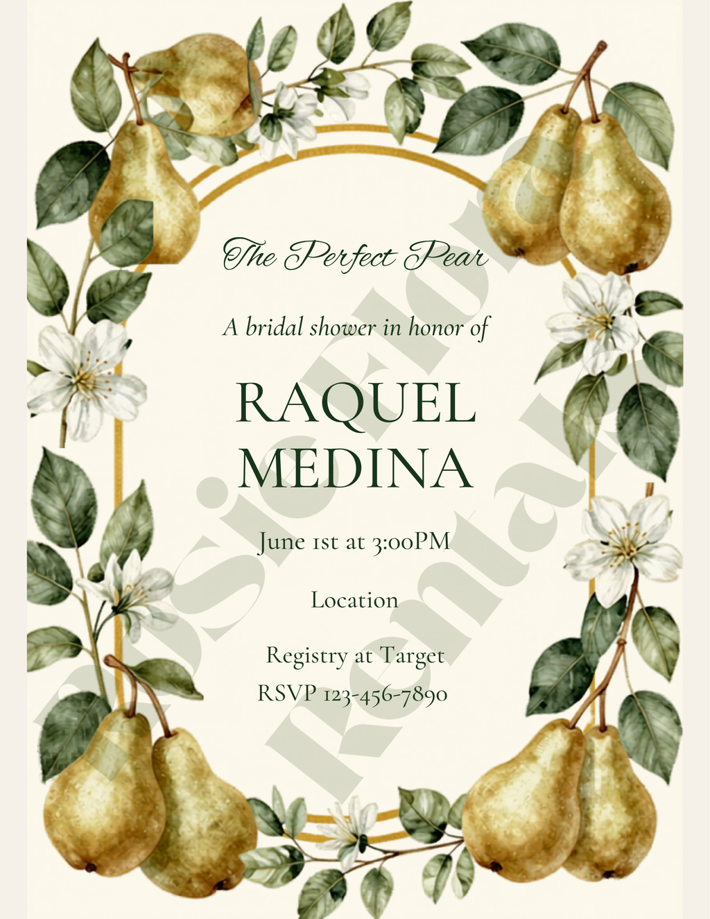 The Perfect Pear Bridal Shower Party Kit | Editable Canva Template Bundle
