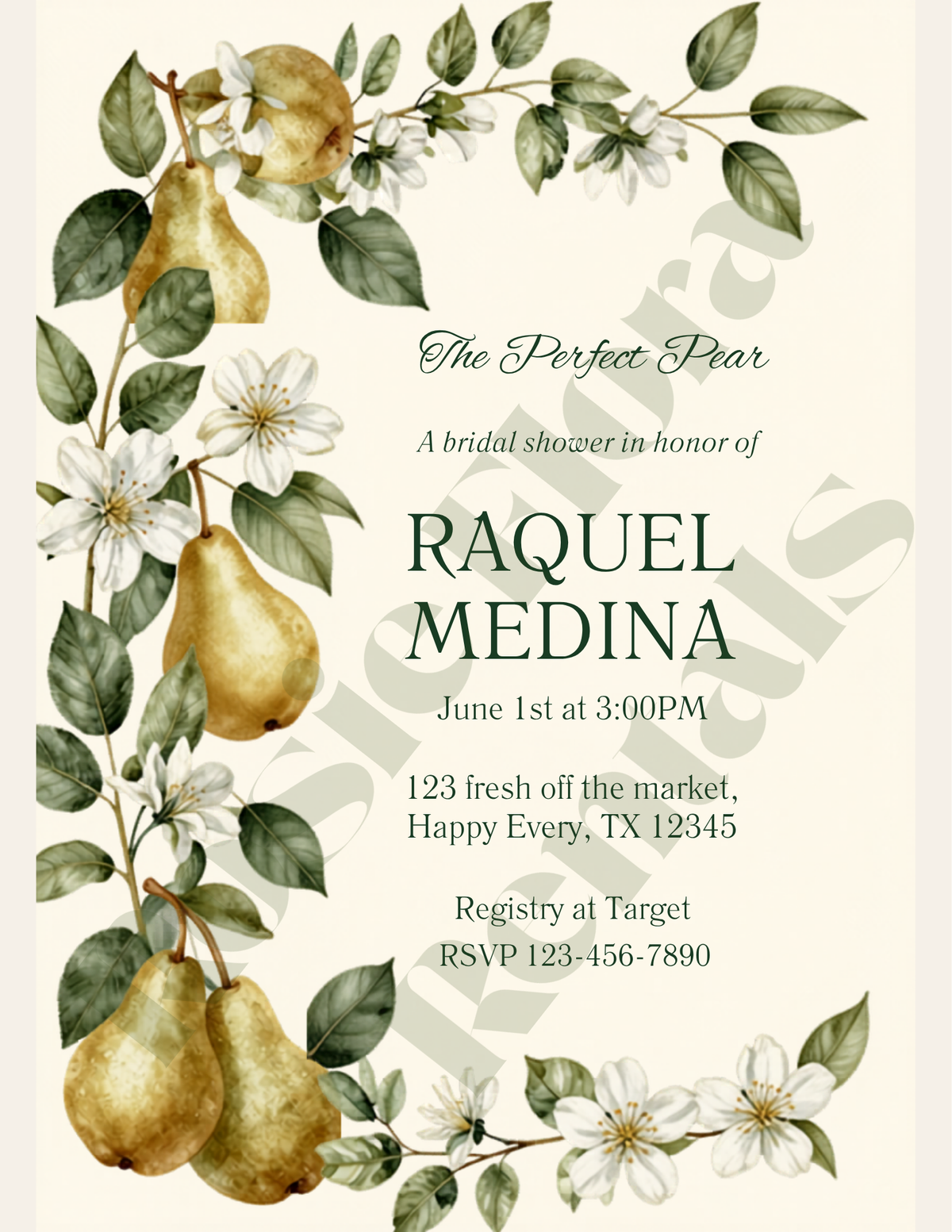 The Perfect Pear Bridal Shower Party Kit | Editable Canva Template Bundle