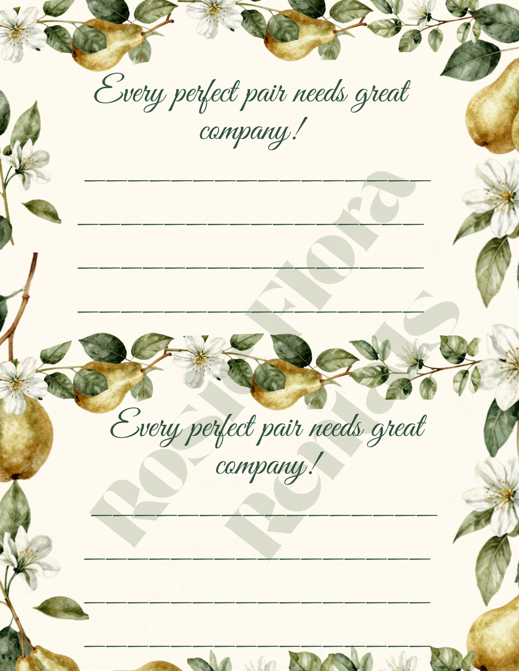 The Perfect Pear Bridal Shower Party Kit | Editable Canva Template Bundle