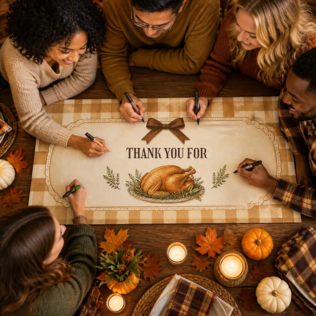 Friendsgiving Invitation & Menu Set | Editable Canva Template | Gobble Gobble Gingham Printable