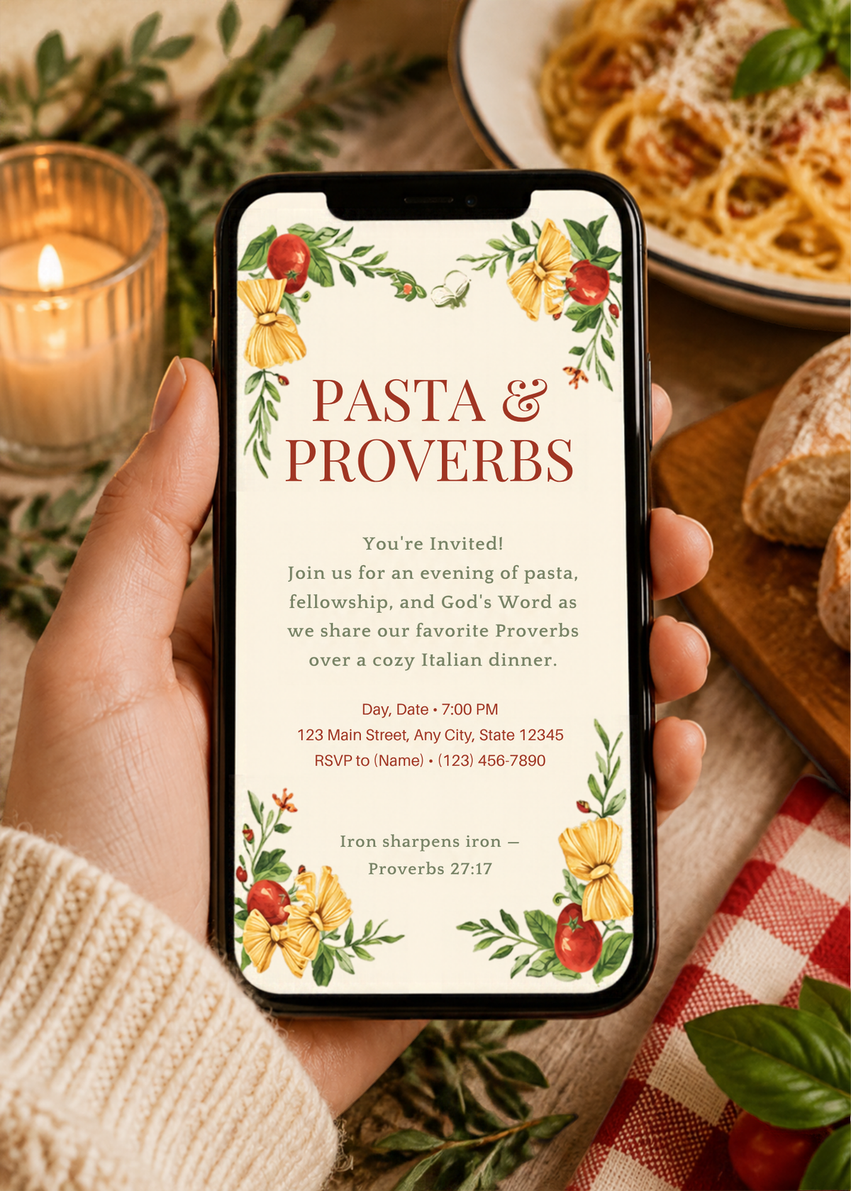 Pasta & Proverbs Ladies Night Bundle | Women's Ministry Games & Invitation | Editable Canva Template