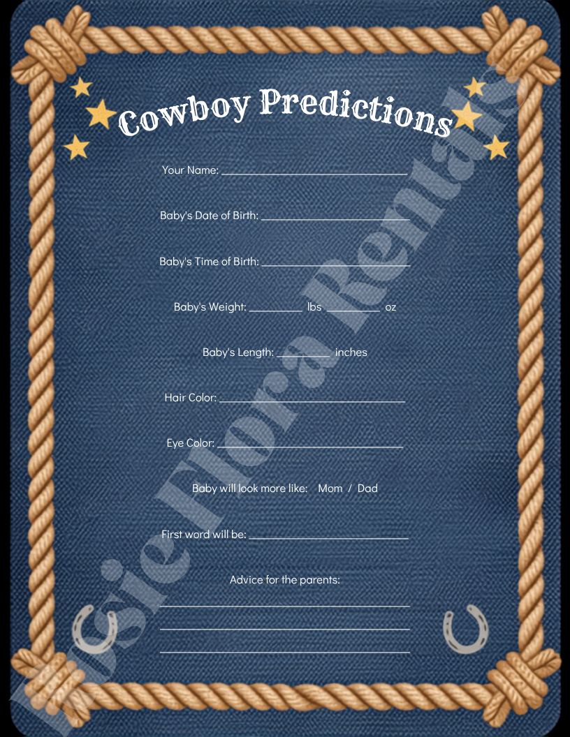 A Little Cowboy Is On The Way Baby Shower Template Bundle | Canva Printable Kit