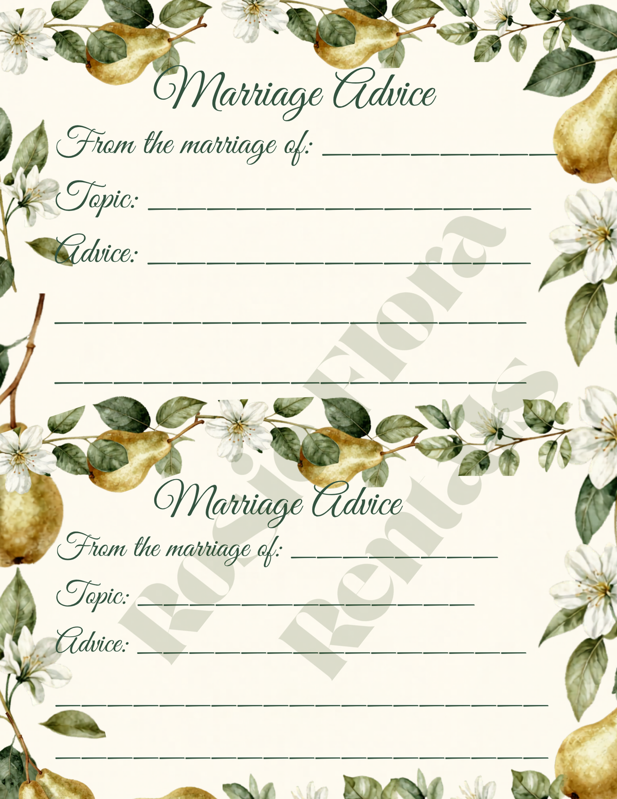 The Perfect Pear Bridal Shower Party Kit | Editable Canva Template Bundle