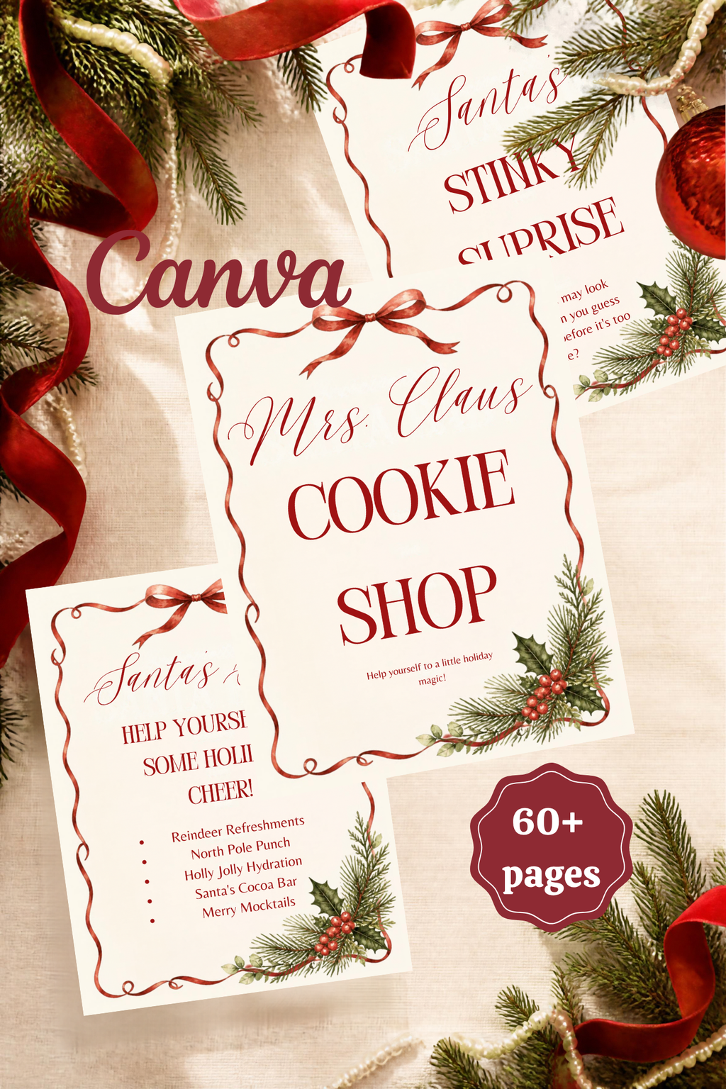 Santa Baby Baby Shower Bundle Printable | Christmas Baby Shower Games, Signs & Planner | Editable Holiday Baby Shower Template