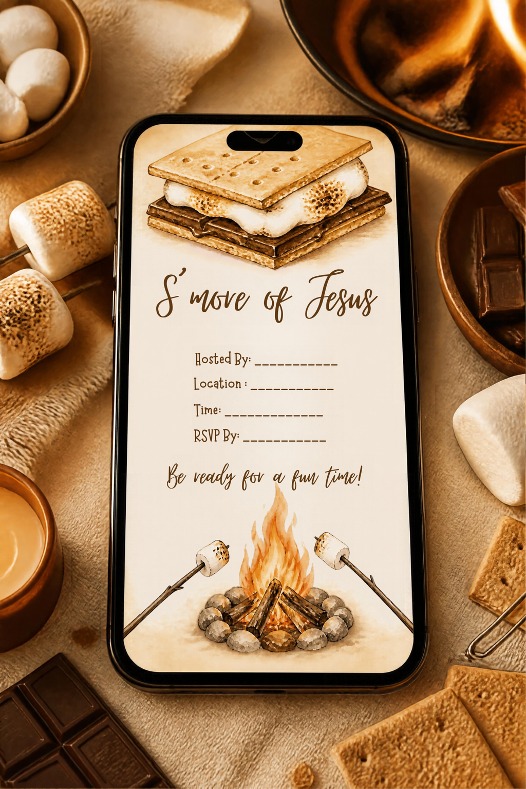 S'more Jesus Fall Fellowship Party Bundle | Christian Campfire Printables | Editable Canva Template
