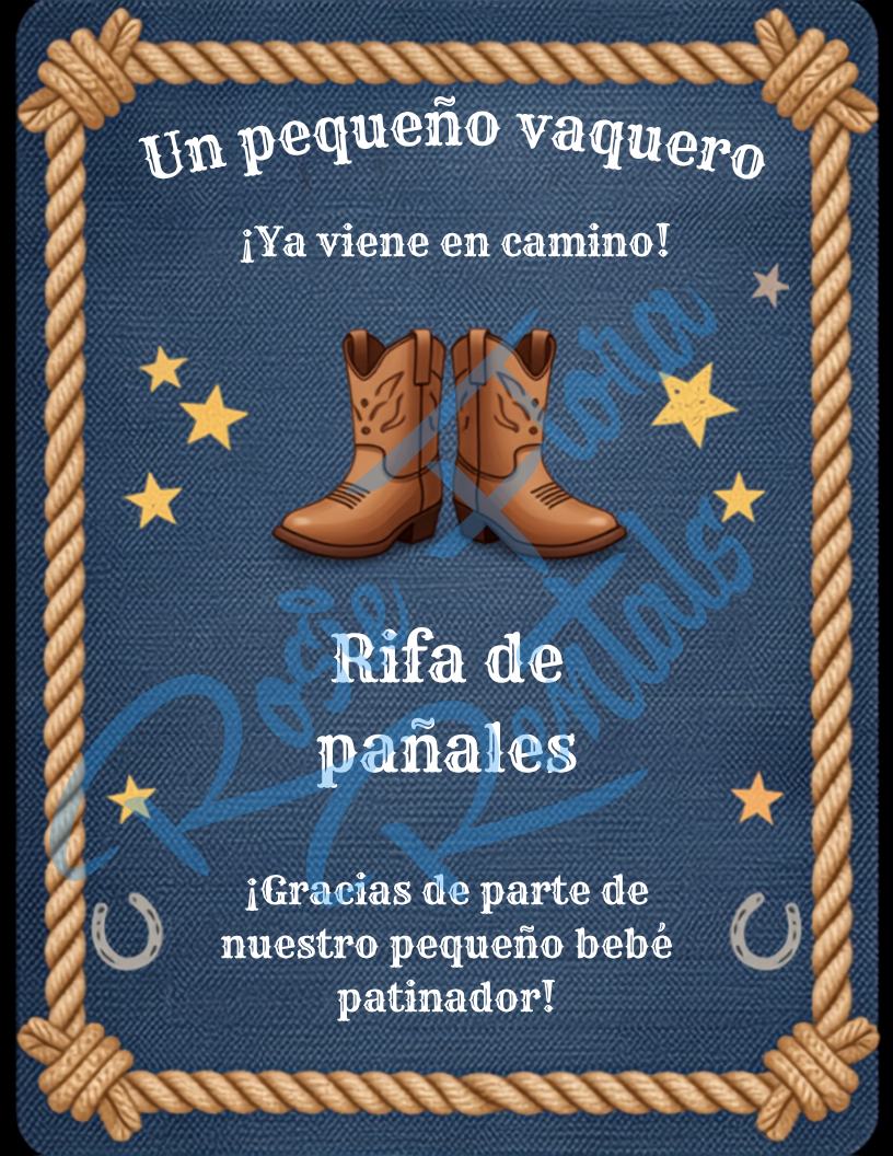 Un Vaquero — Plantilla Editable para Baby Shower de Vaquero (Descarga Digital)