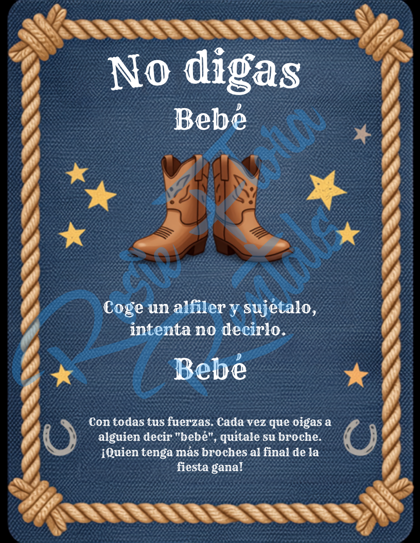 Un Vaquero — Plantilla Editable para Baby Shower de Vaquero (Descarga Digital)
