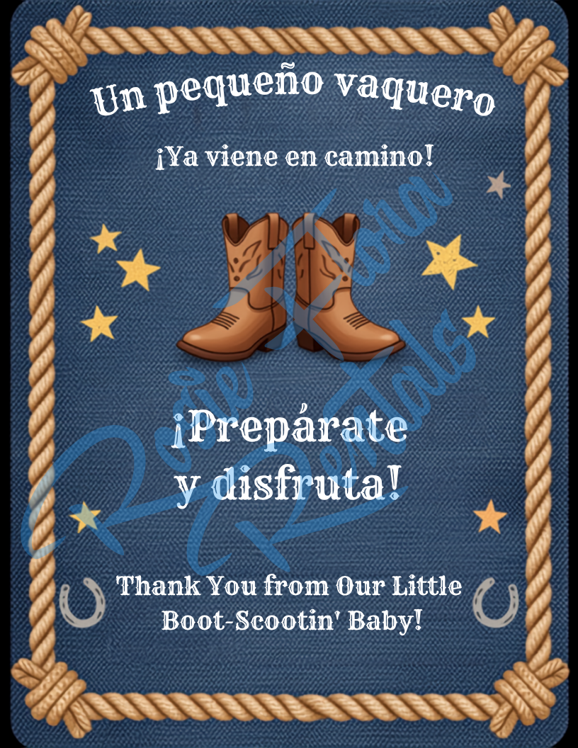 Un Vaquero — Plantilla Editable para Baby Shower de Vaquero (Descarga Digital)