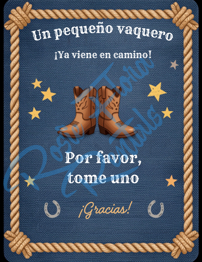 Un Vaquero — Plantilla Editable para Baby Shower de Vaquero (Descarga Digital)