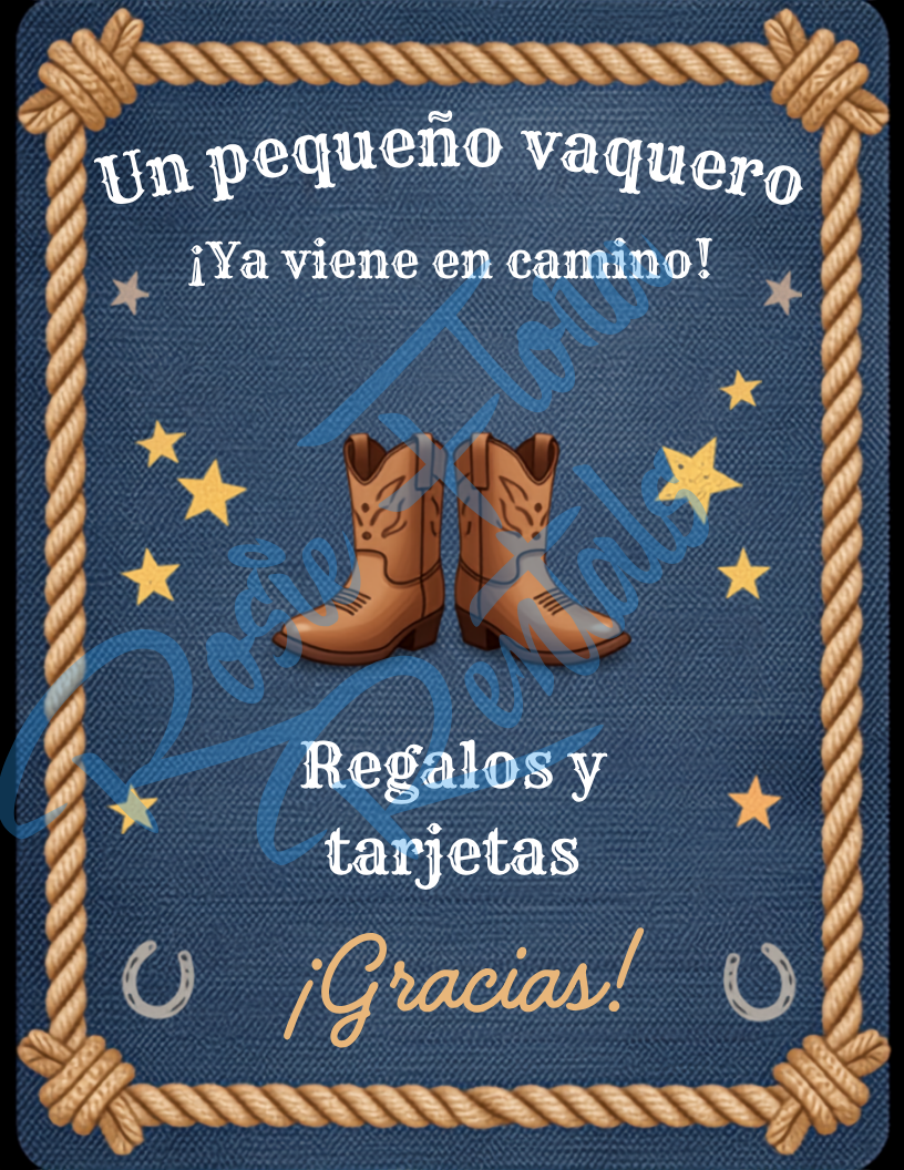 Un Vaquero — Plantilla Editable para Baby Shower de Vaquero (Descarga Digital)