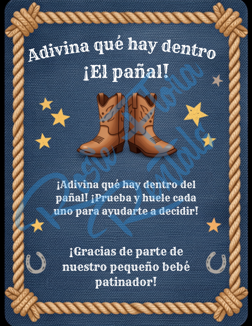 Un Vaquero — Plantilla Editable para Baby Shower de Vaquero (Descarga Digital)