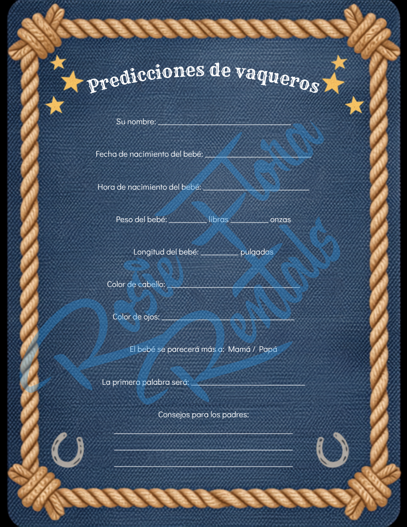 Un Vaquero — Plantilla Editable para Baby Shower de Vaquero (Descarga Digital)