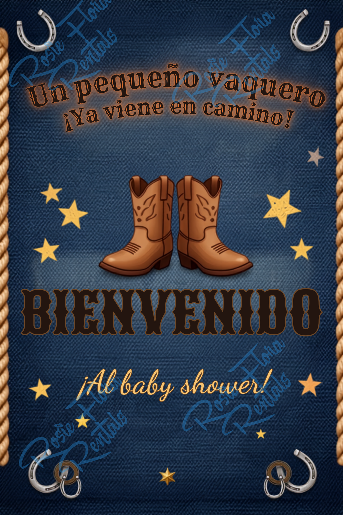 Un Vaquero — Plantilla Editable para Baby Shower de Vaquero (Descarga Digital)