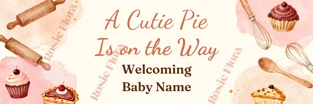 A Cutie Pie Is On The Way Baby Shower Template Bundle | Pie-Themed Canva Printable Kit