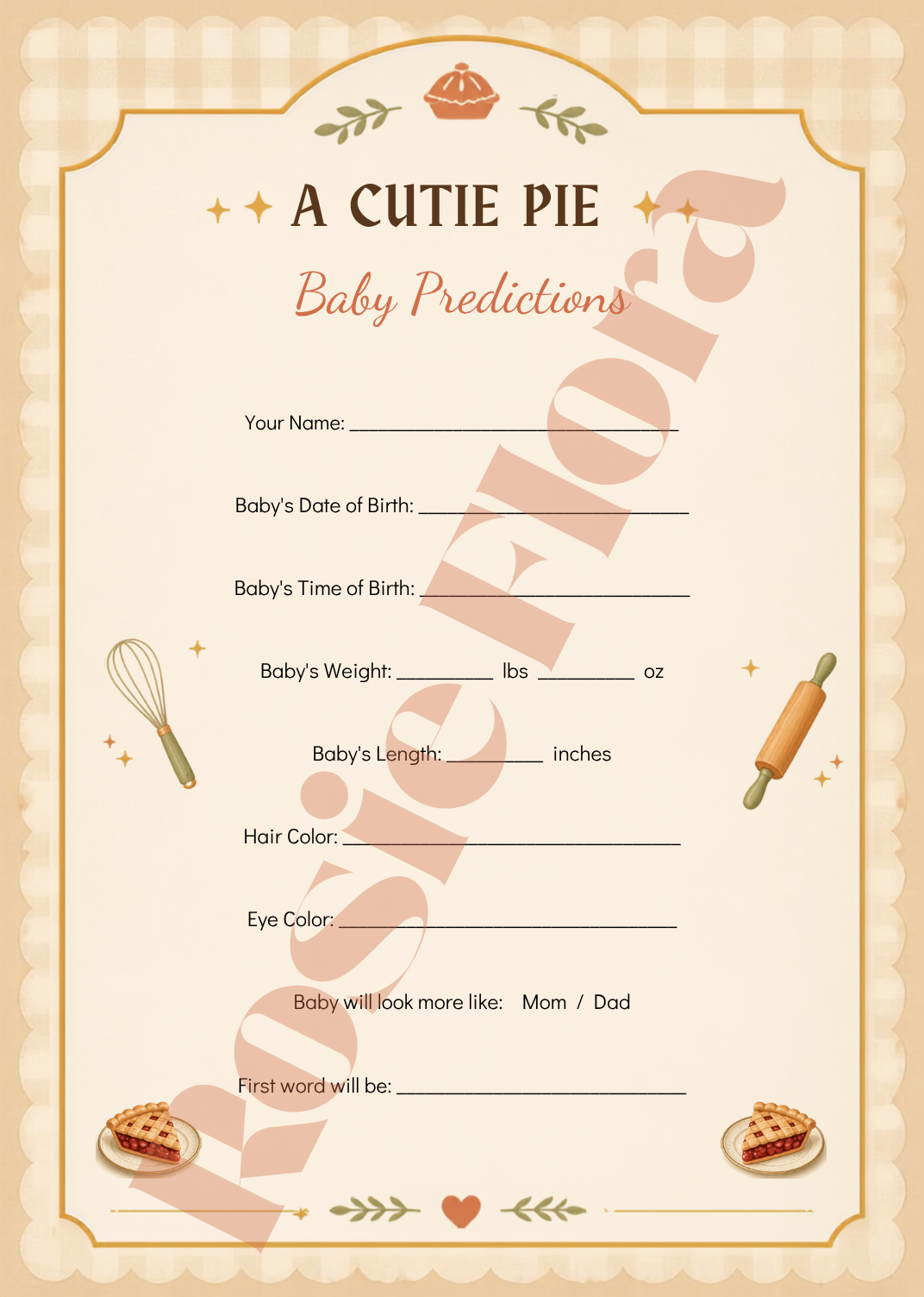A Cutie Pie Is On The Way Baby Shower Template Bundle | Pie-Themed Canva Printable Kit