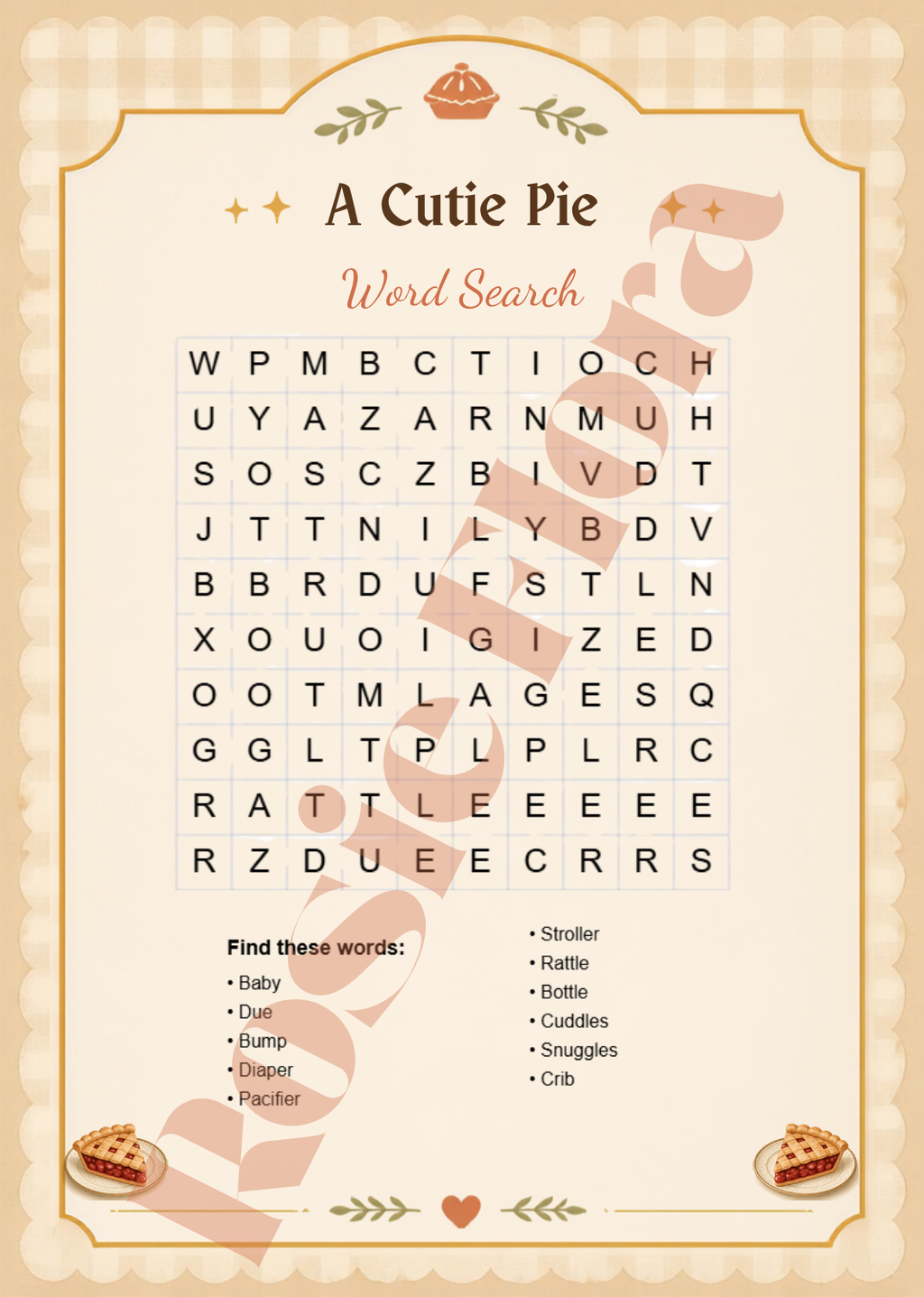 A Cutie Pie Is On The Way Baby Shower Template Bundle | Pie-Themed Canva Printable Kit