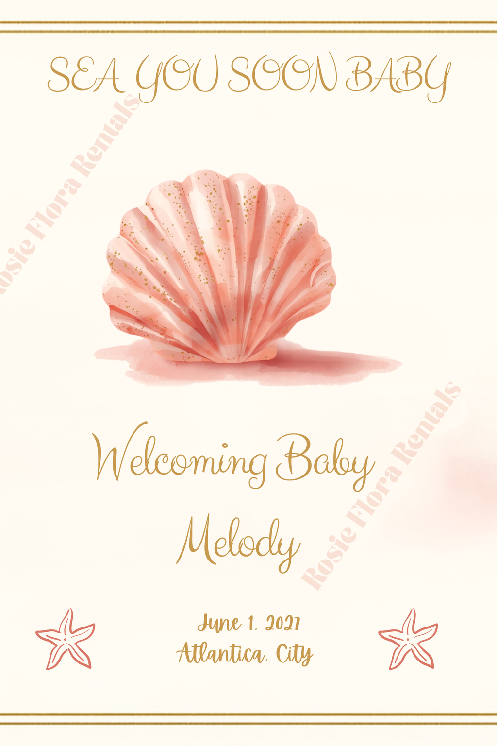 Sea You Soon Baby Shower Template Bundle | Seashell Canva Printable Kit