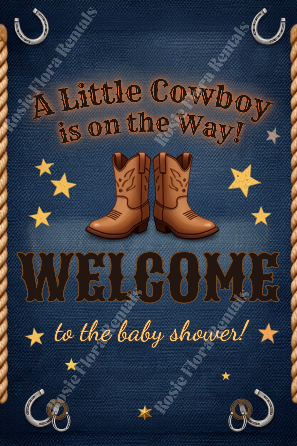 A Little Cowboy Is On The Way Baby Shower Template Bundle | Canva Printable Kit