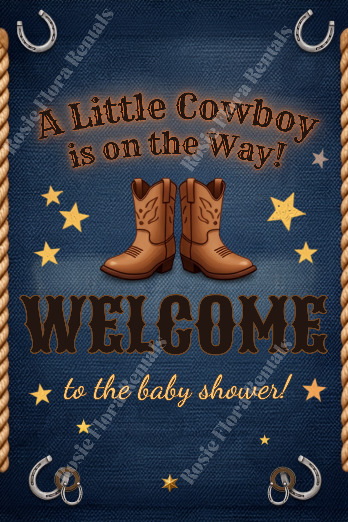 A Little Cowboy Is On The Way Baby Shower Template Bundle | Canva Printable Kit