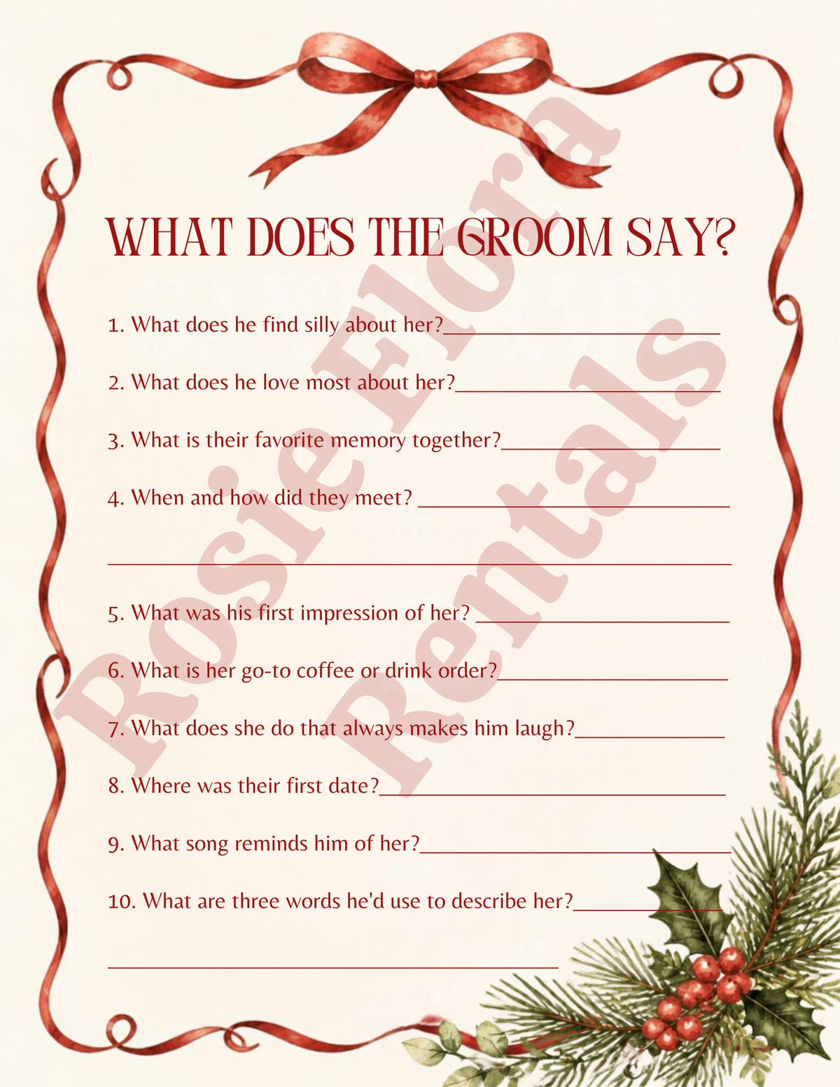 Christmas Bridal Shower Games & Decorations Bundle | 68-Page Printable Party Pack